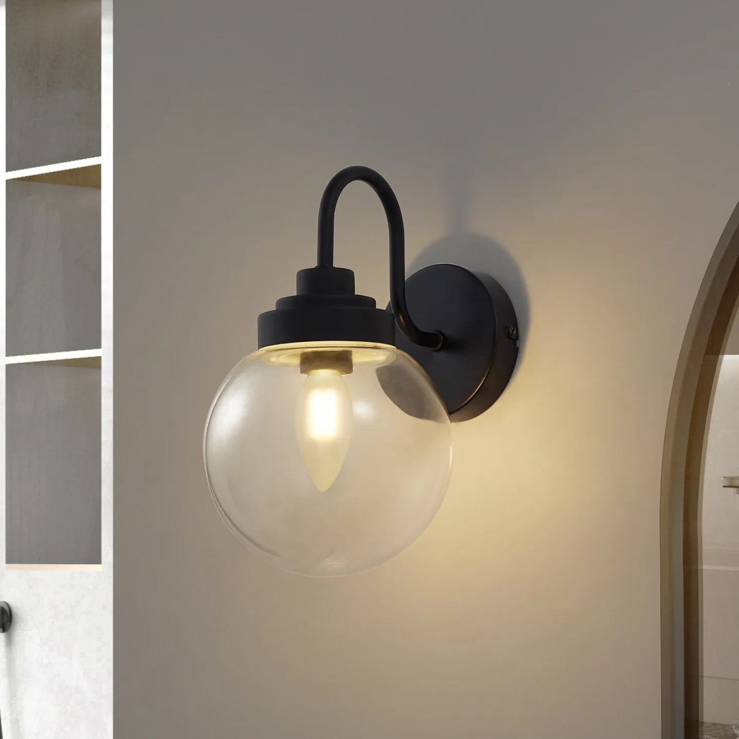 Badolo Wandleuchte IP44 Schwarz - Lucande - Badezimmer - Kugel