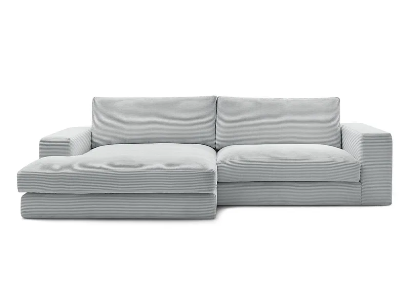Ecksofa BOBOCHIC LEONARD Cord-Stoff hellgrau