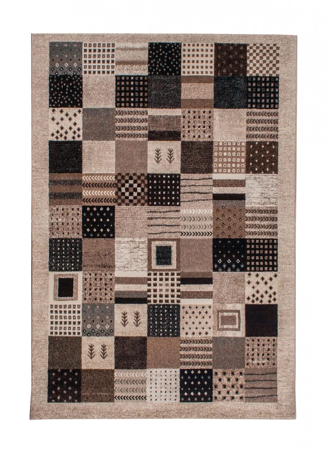 Wilton-teppe - Ethno Square (brun/grå) (Størrelse: 133 x 190 cm)