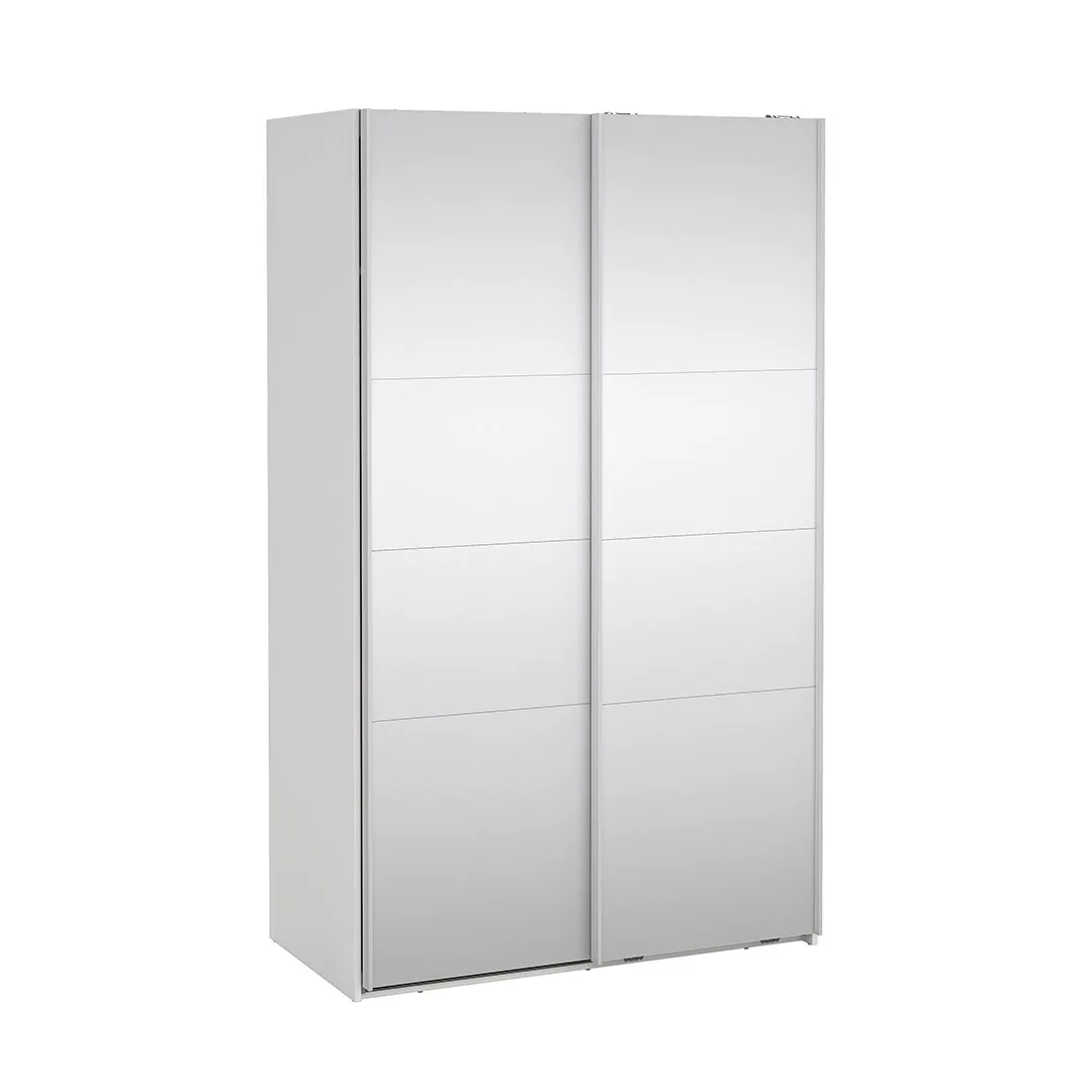 Catania Schiebetürenschrank 2 Türen mit Spiegel 120x200cm weiß.