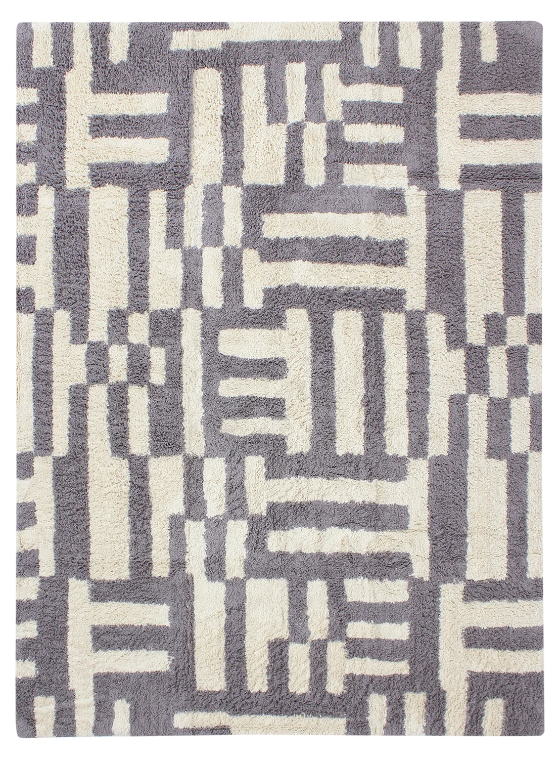Ryetepper - Bergamo Natural Cotton Shaggy (grå/hvit) (Størrelse: 160 x 230 cm)