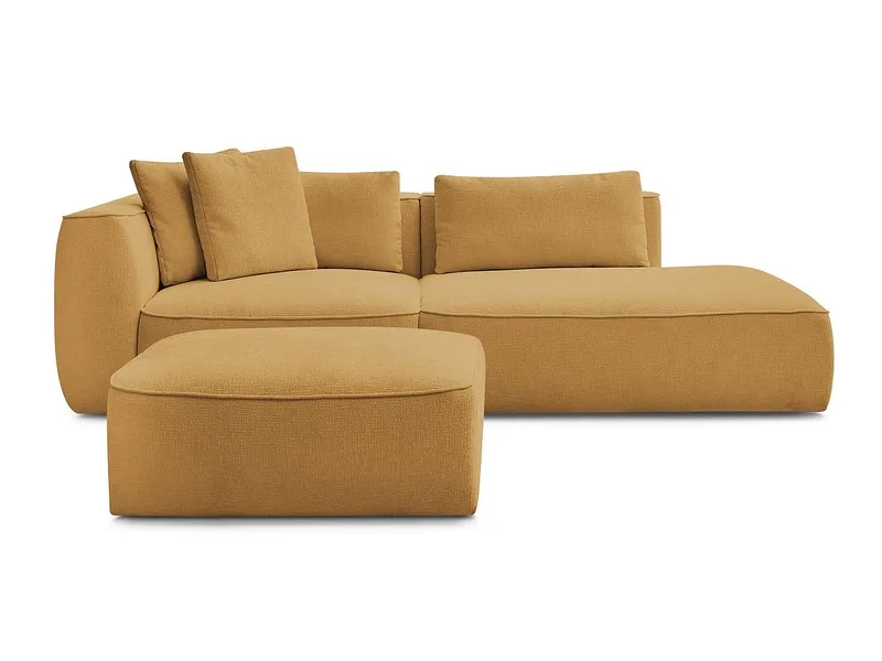 3er Sofa mit Hocker BOBOCHIC LEOPOLD Stoff mit Textur gelb
