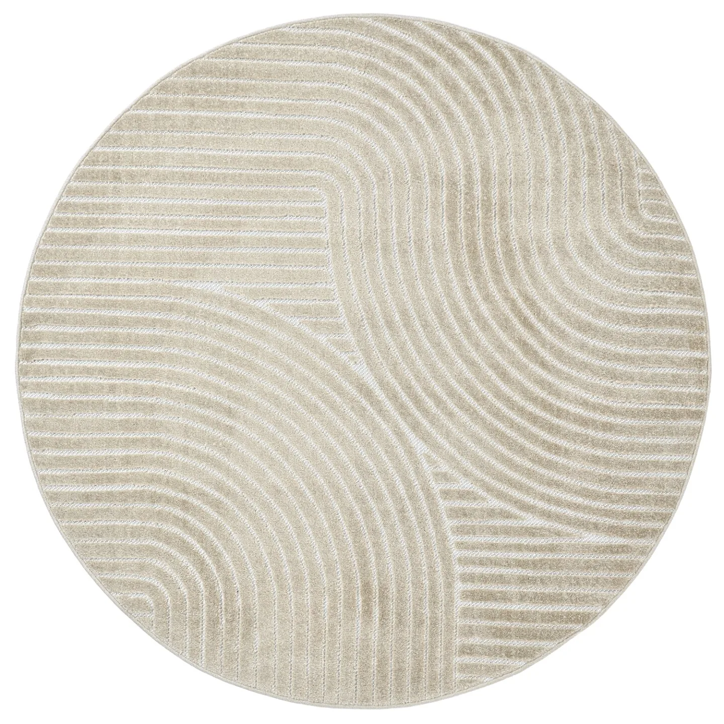 Rundt teppe - Indoor/Outdoor Devon (beige) (Størrelse: Ø 160 cm)