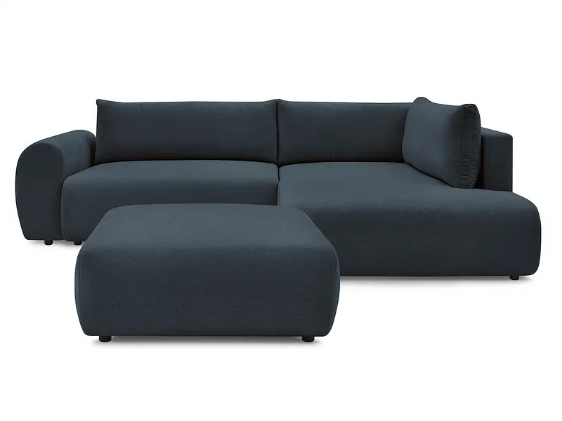 Ecksofa mit Hocker BOBOCHIC LUCIEN Stoff dunkelblau