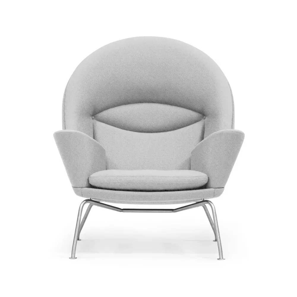 Carl Hansen & Søn CH468 Oculus Chair fåtölj rostfria stålben Divina melange 120 ljusgrå