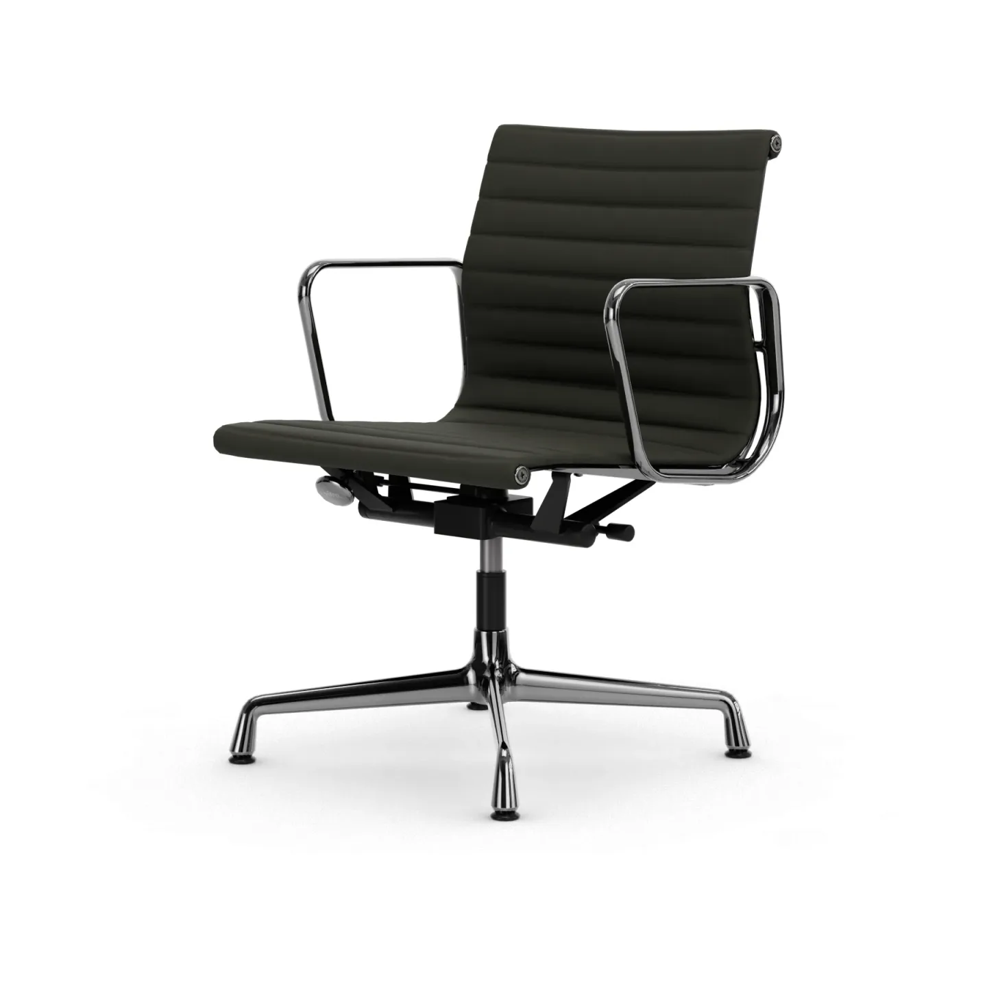 Vitra EA132 Aluminium Chair kontorsstol felt glides 69 umbra grey leather L50-polished