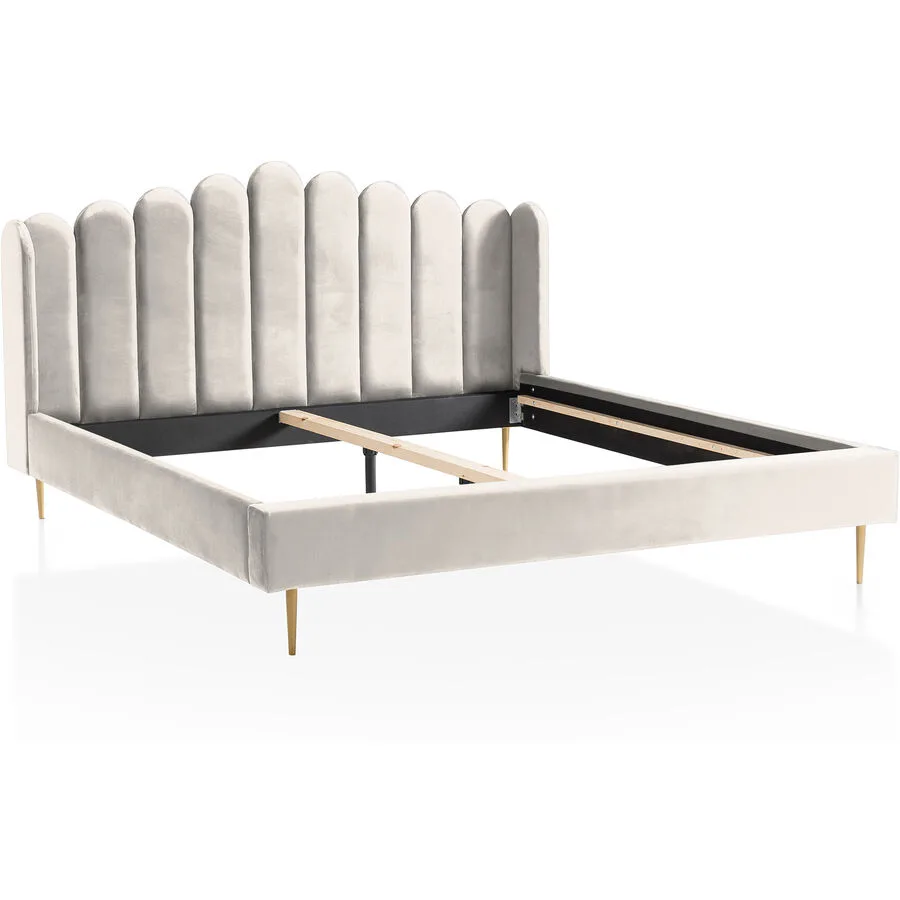 Bett Sergio Beige Samt 140 x 200 cm