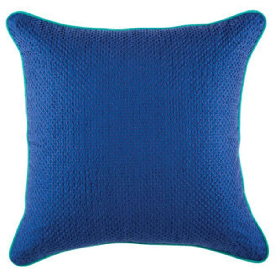 KAS Zierkissenbezug Isa Blau Baumwolle 45 cm 45 cm - Farbe: Blue - Material: Stickerei auf Baumwolle