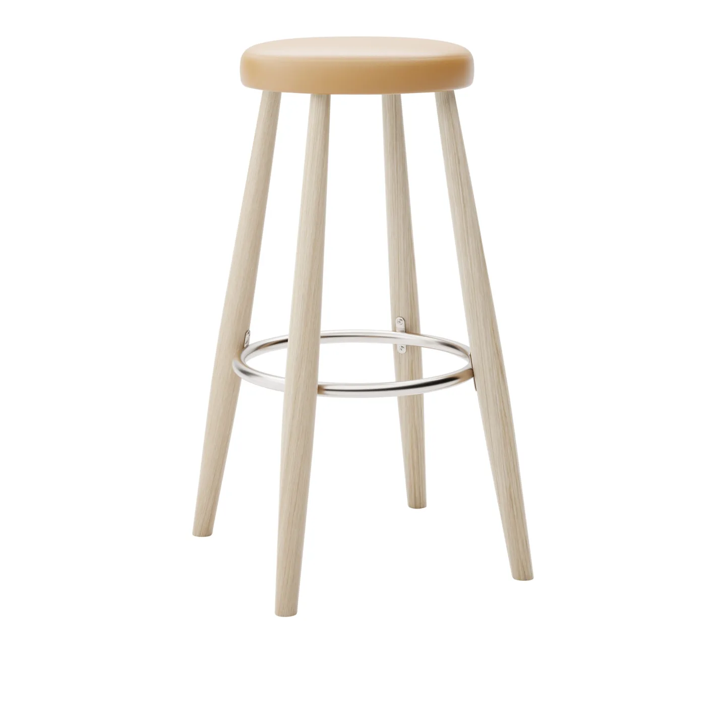 Carl Hansen - CH56 High Stool, Tvålad Ek, Lädergrupp A Loke - 7050 - Barstolar - Hans J. Wegner - Träfärgad - Läder/Metall/Trä