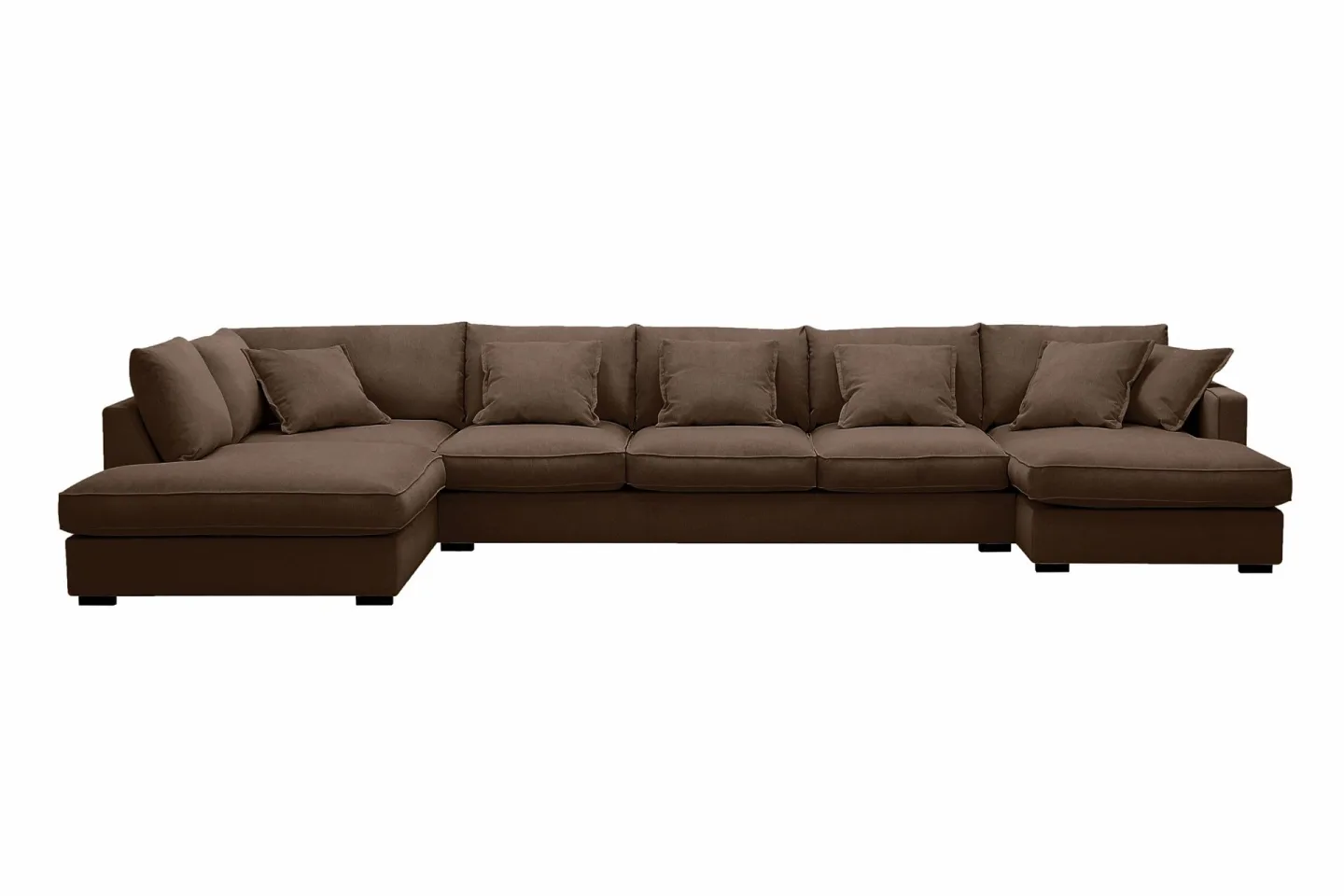 Rossita Lyx 6-sits Högervänd U-formad Extra djup Soffa med Divan och Schäslong i Manchester - Mörkbrun
