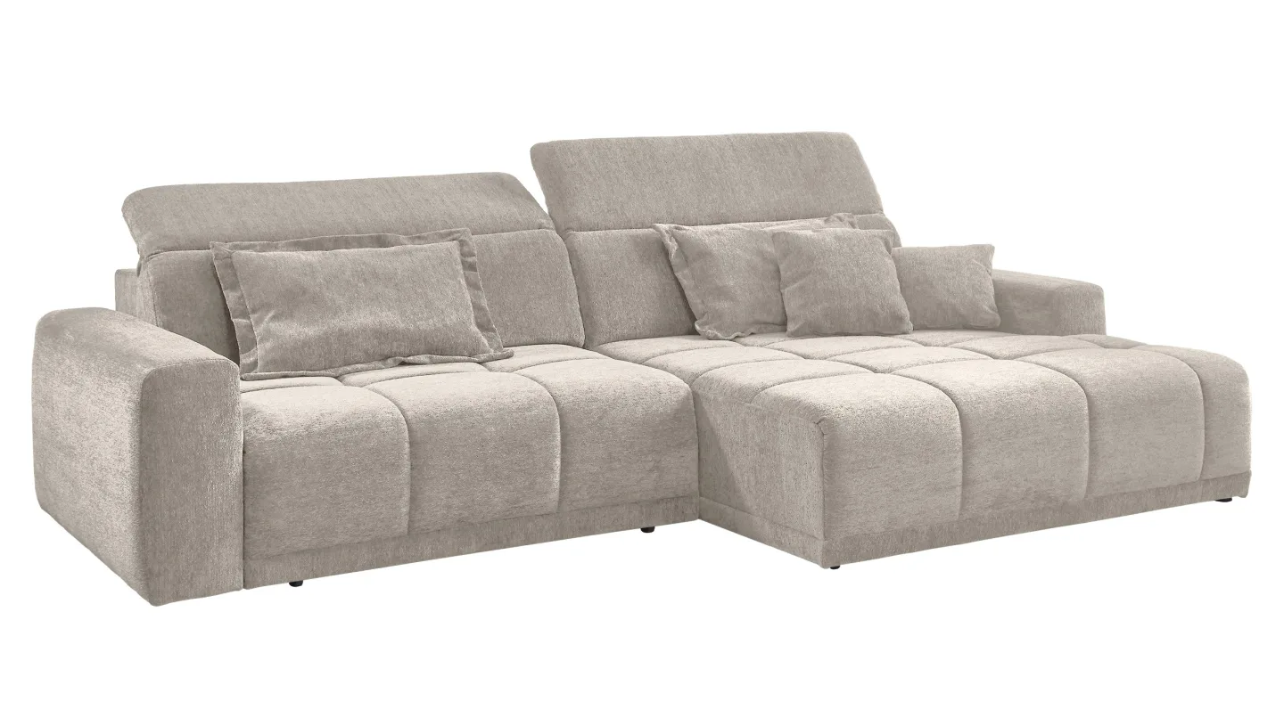 Ecksofa beige elektrisch ausfahrbar 288 cm - OT rechts - BROOK