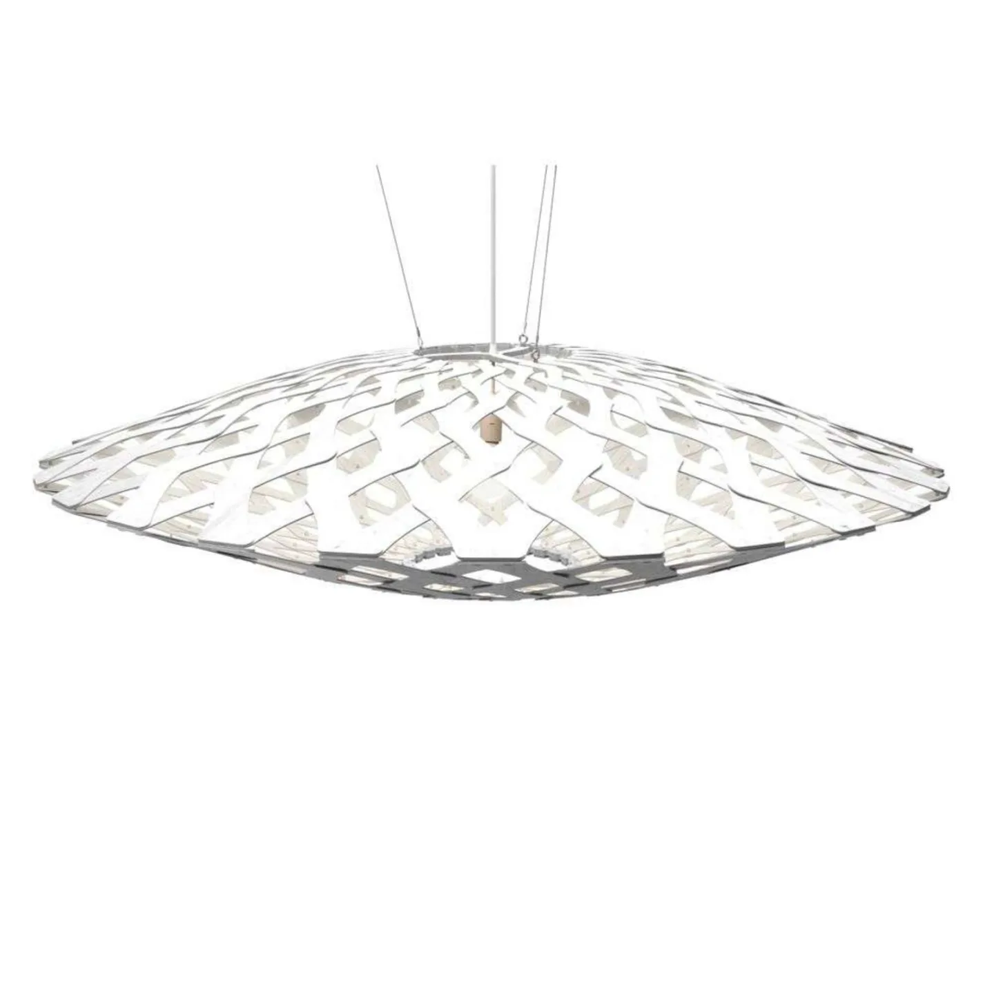 Flax Pendelleuchte Ø150 Weiß 2 Seiten - David Trubridge - Wohnzimmer - Bambus