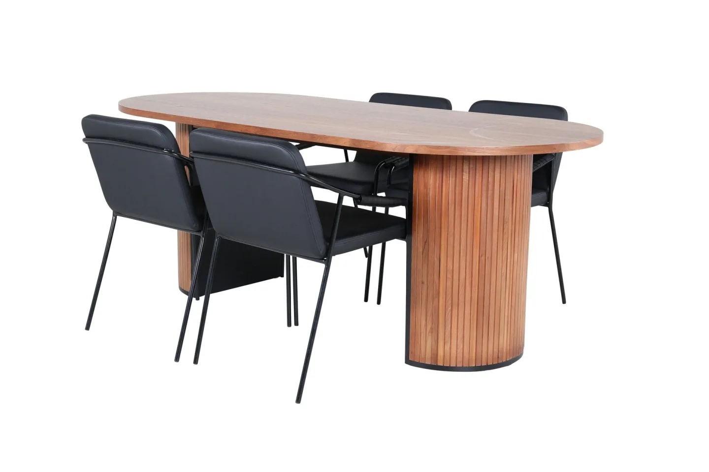 Bianca Matgrupp 200 cm Oval med 4 Tvista stolar - Svart