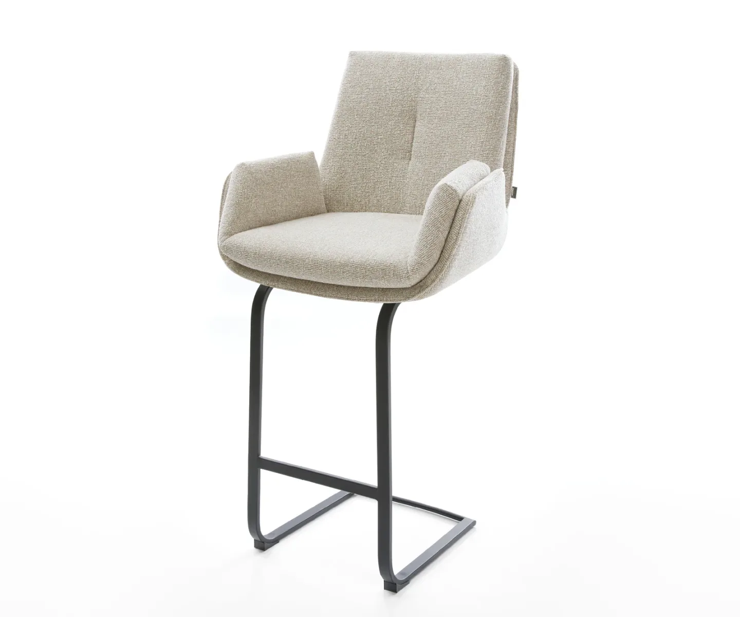 Barstuhl Clea-Flex Webstoff Soft Beige Freischwinger Flach Metall Schwarz