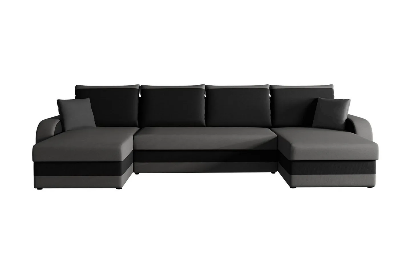 Alvared 4-sits Bäddsoffa med Dubbeldivan med Förvaring - Sammet/Grå/Svart