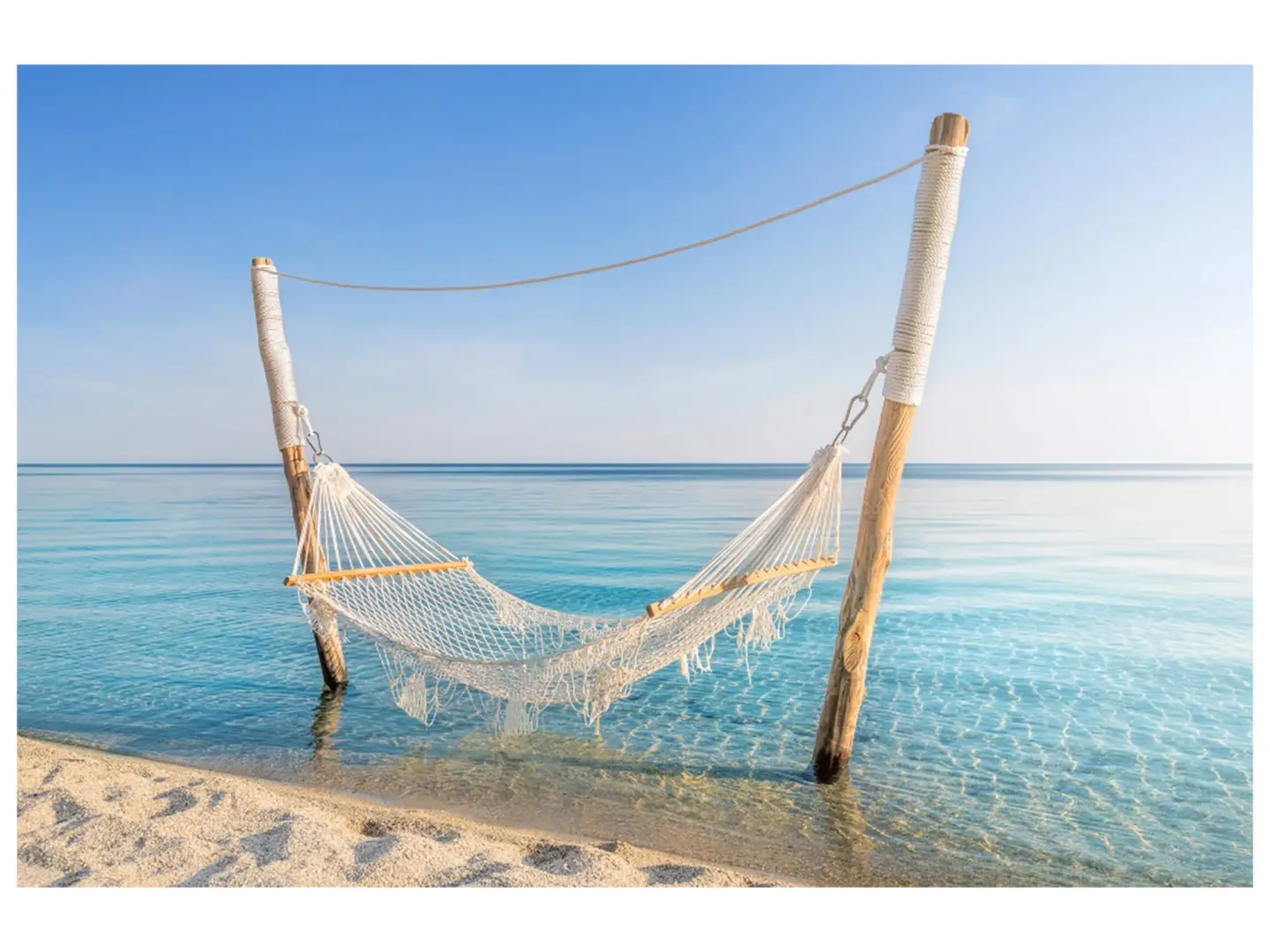 image LAND Digitaldruck auf Glas Hängematte im Meer | Schubiger Möbel