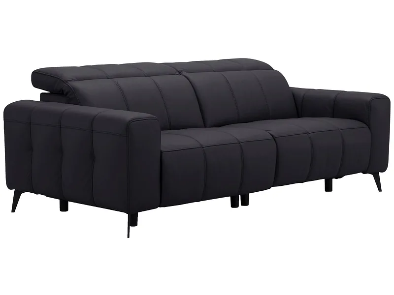 3er Sofa TEMPU 100% Leder schwarz