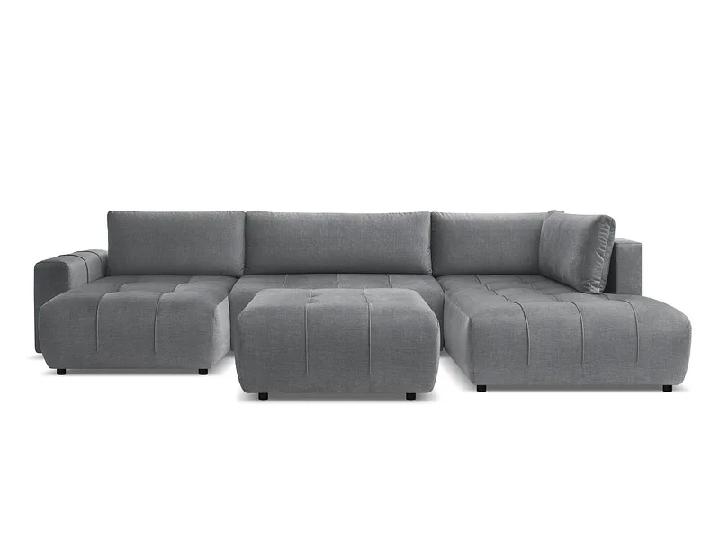 Panorama-Ecksofa mit Hocker BOBOCHIC ARSENE Samt dunkelgrau