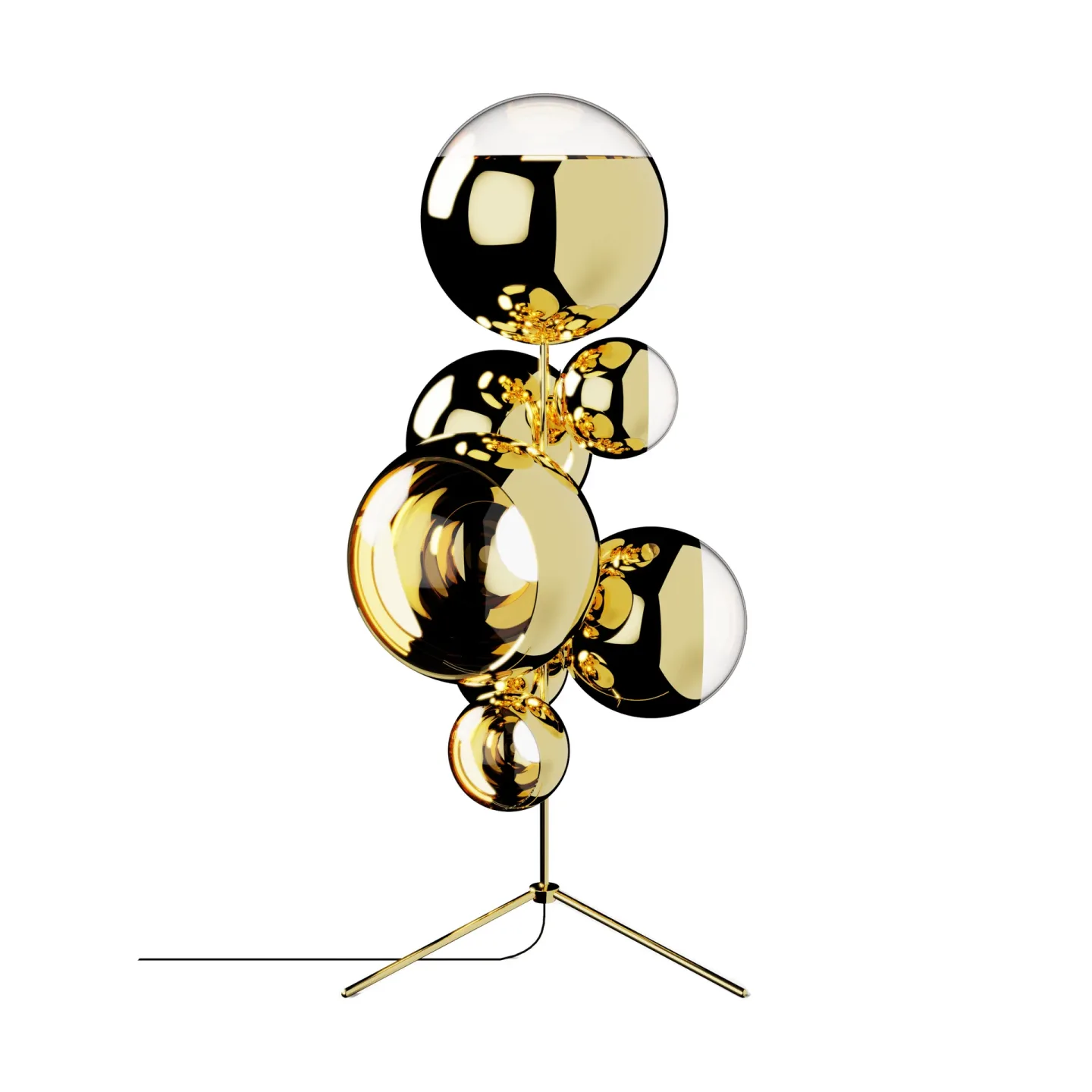 Tom Dixon Mirror Ball chandelier Stehleuchte LED 181 cm Gold