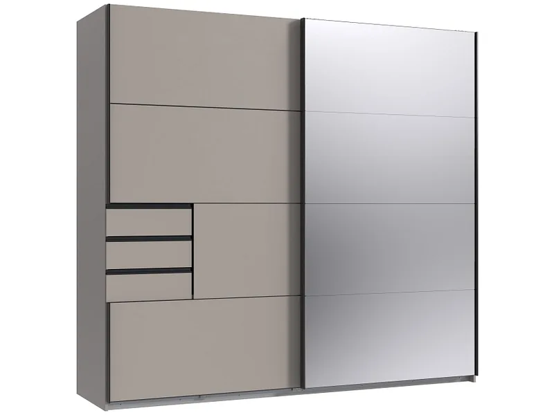 Schwebetürenschrank MIDNIGHT beige 2 Türen 3 Schubladen