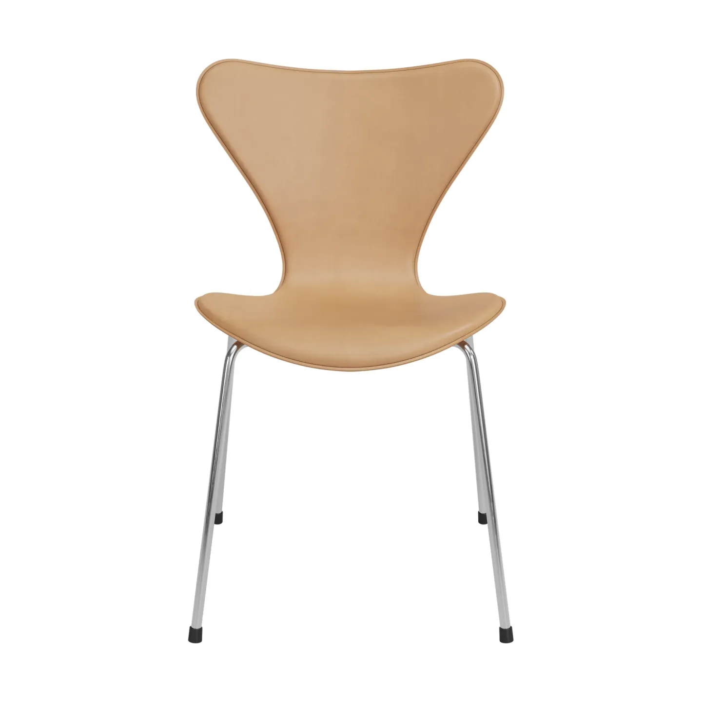 Fritz Hansen Sjuan Tailored stol Harness Leather Warm Ecru-chrome