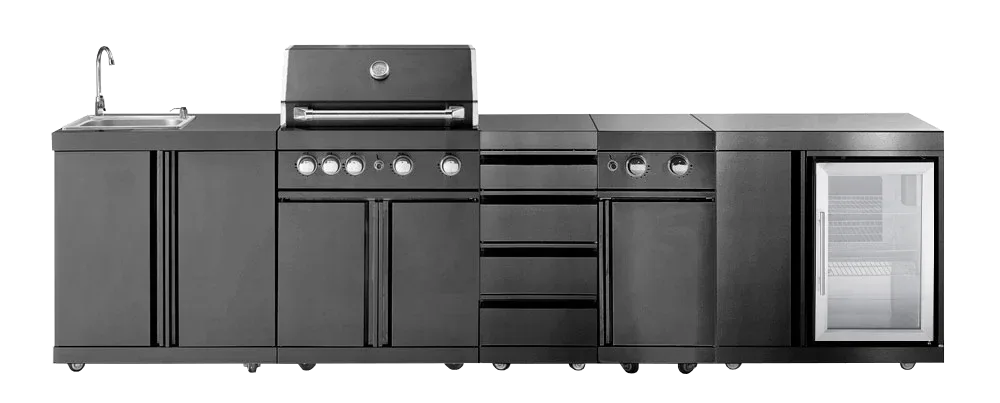 Outdoorküche Schwarz Michigan Myoutdoorkitchen Black Collection Gasgrill Kühlschrank Seitenbrenner Spüle Aufbewahrung