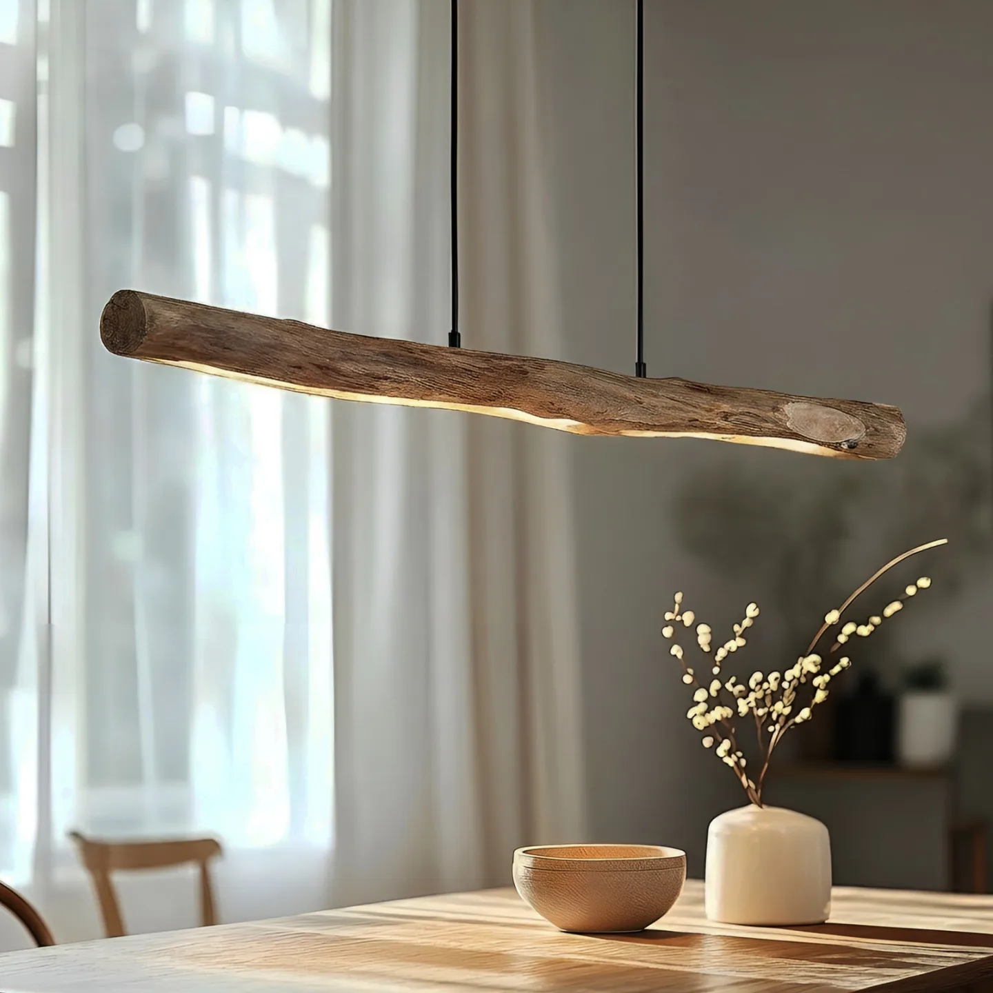 Nekala LED Pendelleuchte Wood - Lindby - Wohnzimmer - Skandinavisch - Holz - Einflammig