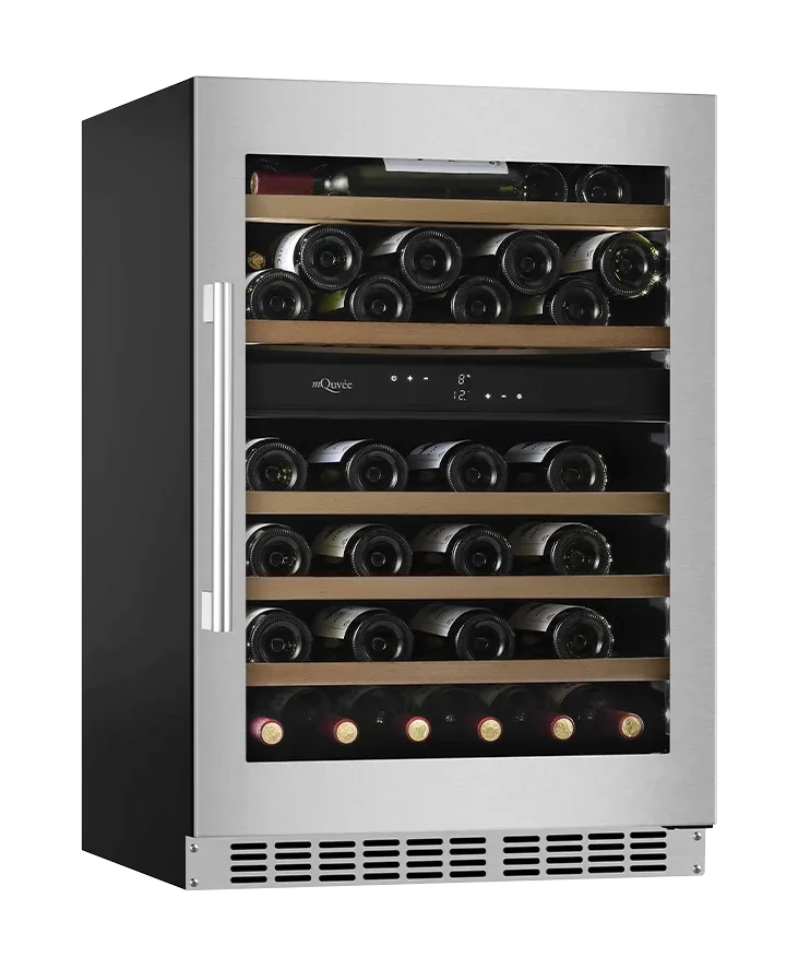 Weinkühlschrank einbau 60 cm - mQuvée WineCave 800 60D Edelstahl, Rostfrei, 2 Temperaturzonen, 800 mm Türhöhe
