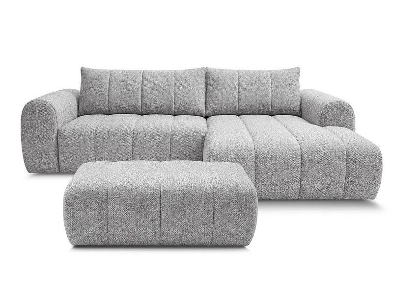 Ecksofa mit Hocker BOBOCHIC NESTY Stoff chiniert hellgrau