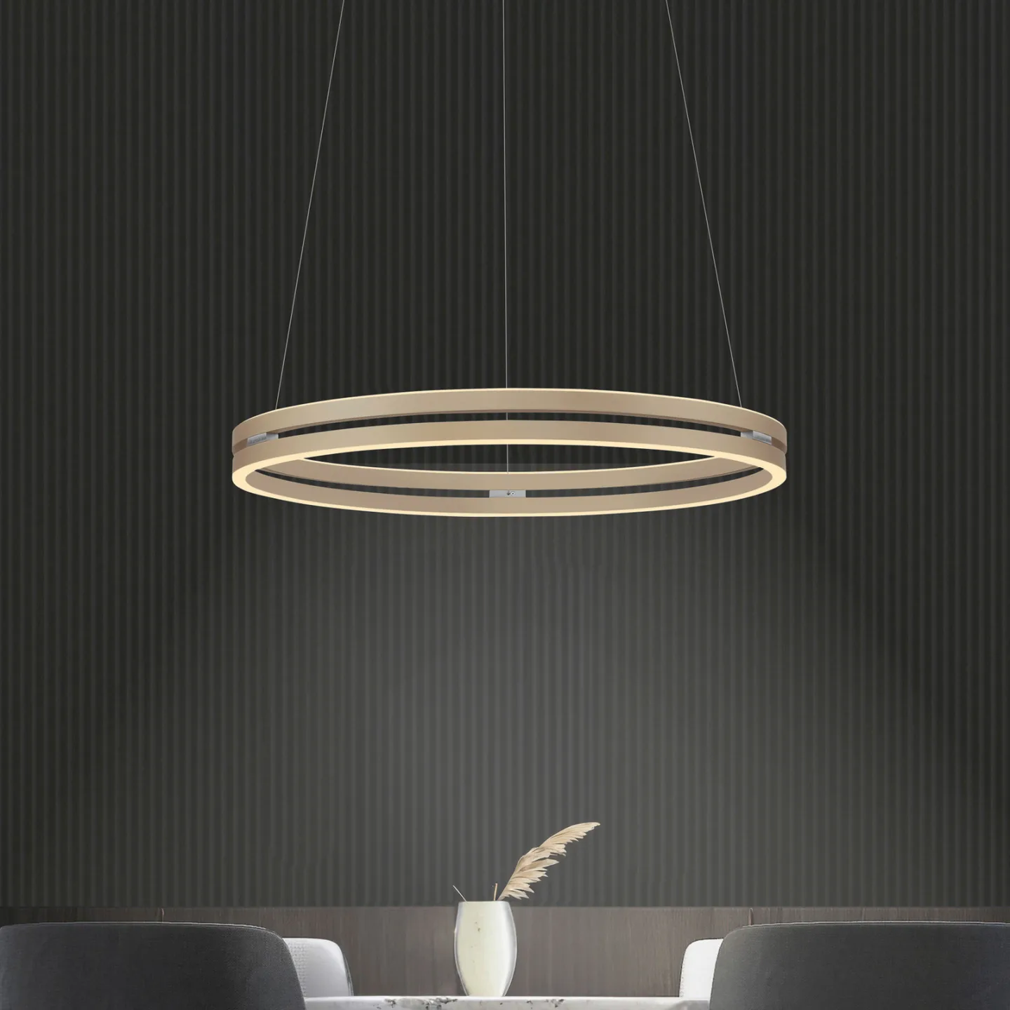 E-Loop LED-Hängeleuchte bronze, Ø 70 cm, Alu, CCT - PURE - Wohnzimmer - Modern - Metall - Mehrflammig