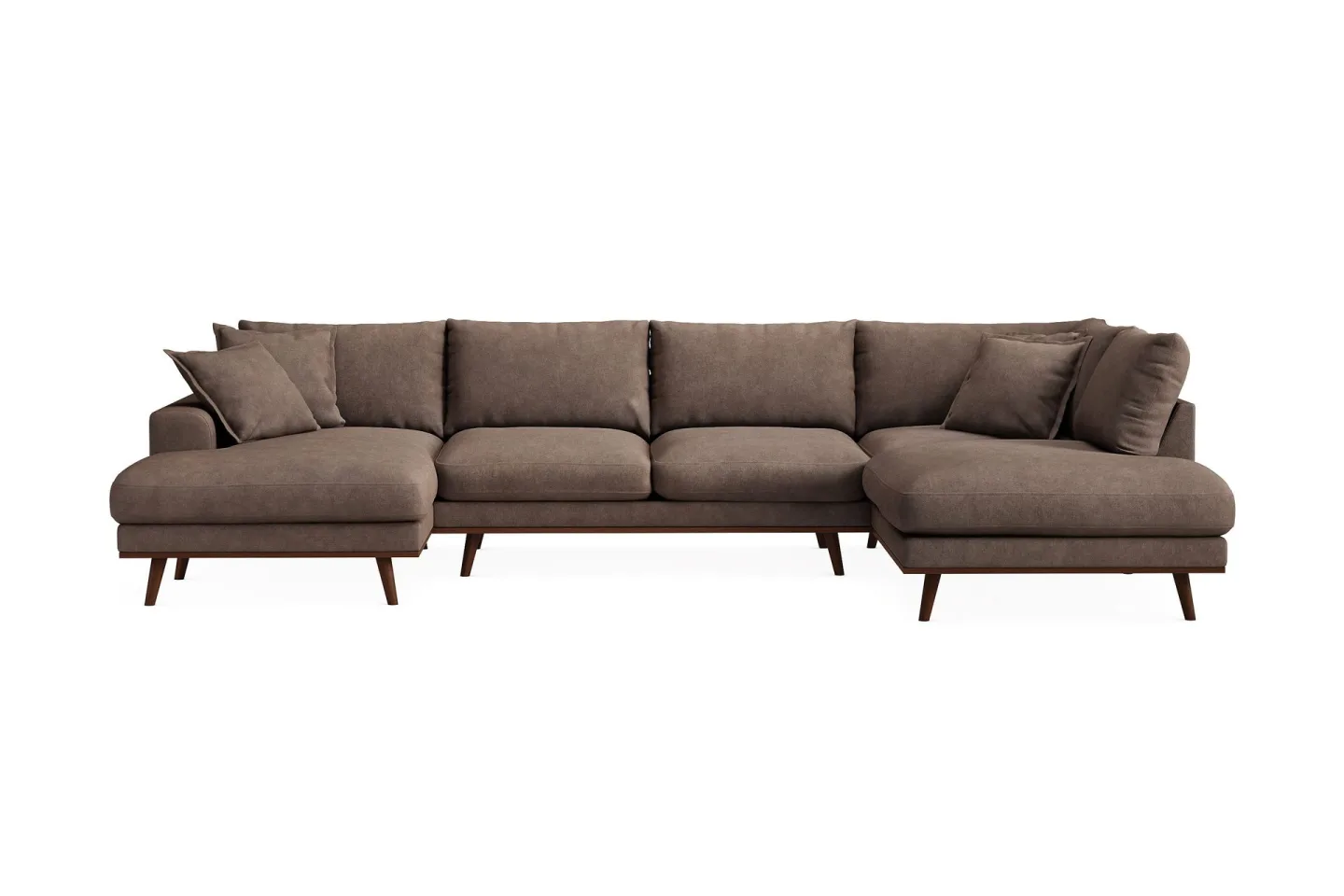 Copenhagen Premium 5-sits Högervänd U-formad Djup Soffa med Divan och Schäslong i Tyg - Mörkbrun