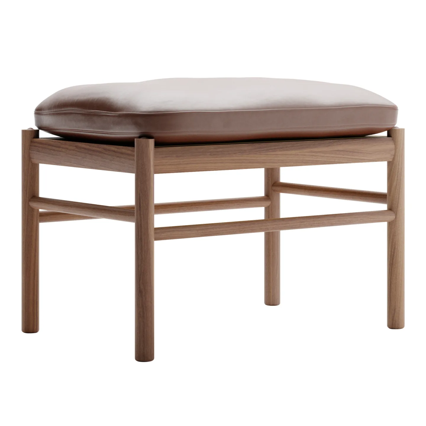 Carl Hansen - OW149F - Colonial Footstool, Oljad Valnöt, Lädergrupp C Sif - 92 - Fotpallar - Ole Wanscher - Brun - Läder/Trä