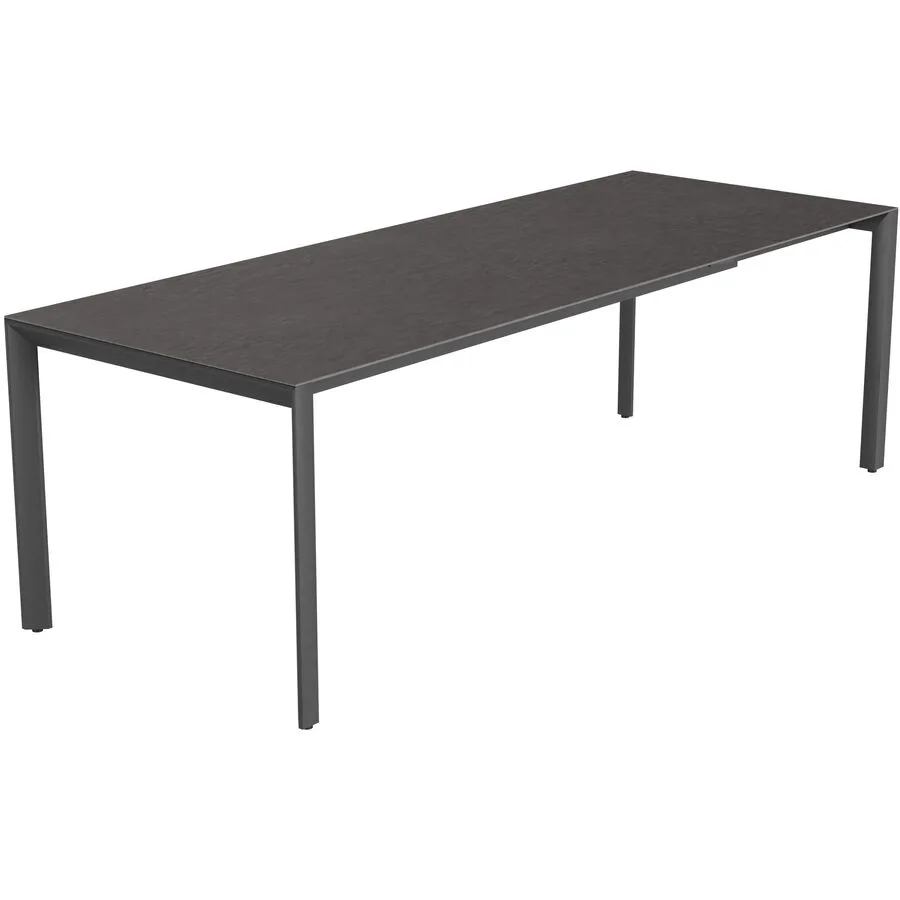 Gartentisch ausziehbar Tropea HPL Moonscape grey 180x90 cm - Farbe: Schwarz matt / Moonscape grey - Material: HPL/Stahl pulverbeschichtet - Möbel