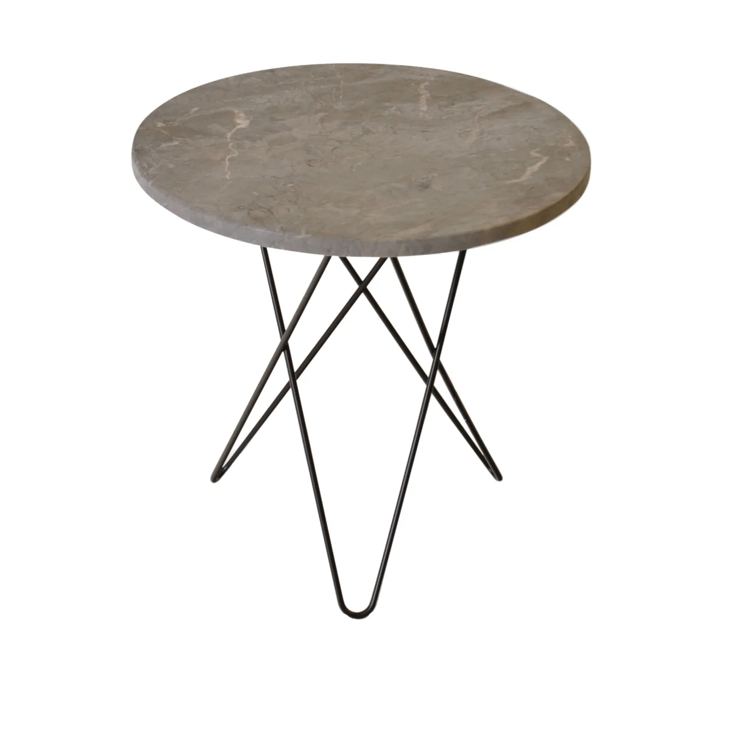 OX Denmarq - Tall Mini O Table, Black Steel Frame, Top: Grey Marble - Sidobord - Dennis Marquart - Svart - Metall/Sten