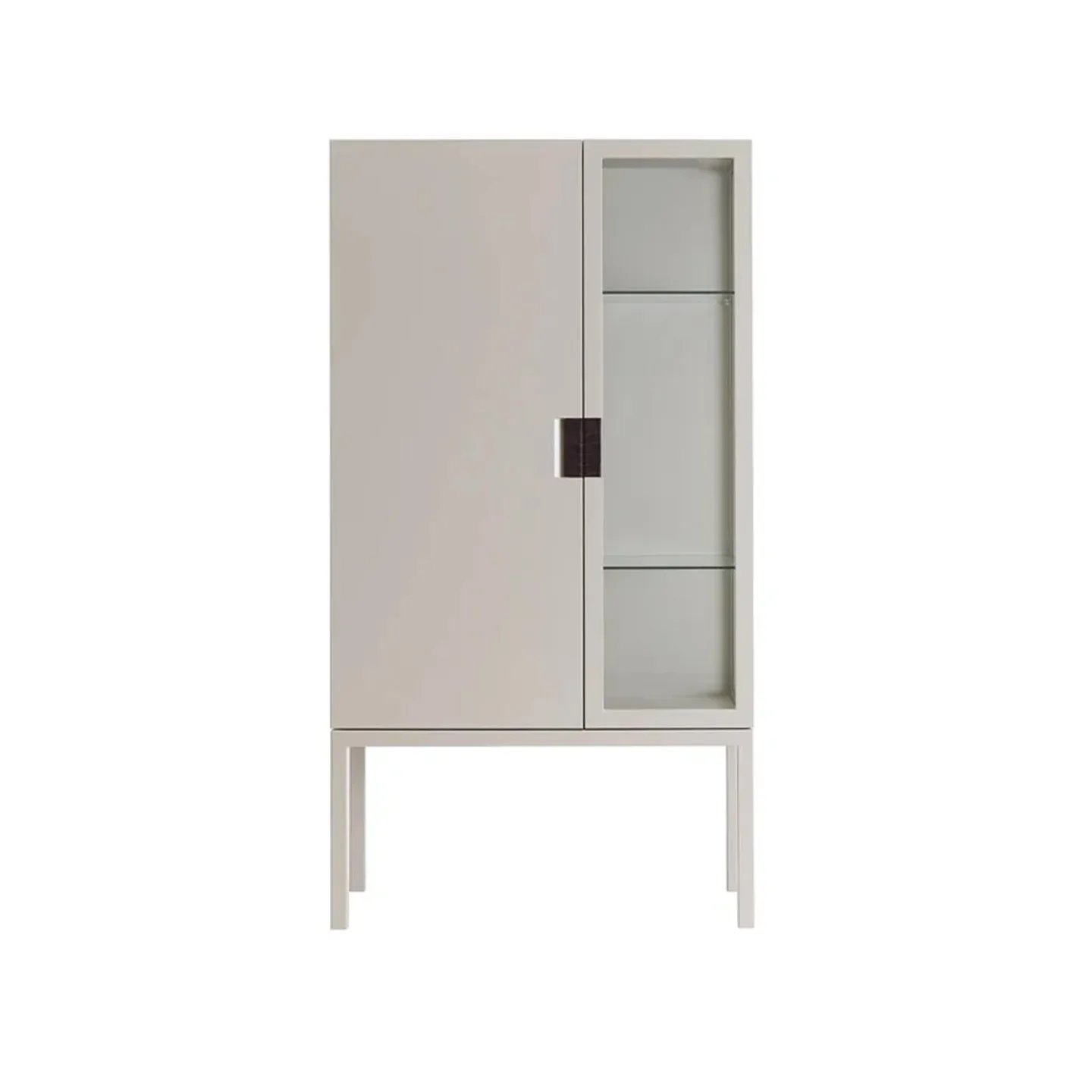 Asplund - Frame Semi Cabinet - Dark Sand / Dark Brown Leather - Skåp och vitrinskåp - Anya Sebton & Eva Lilja Löwenhielm 2011 - Beige - Glas/Läder