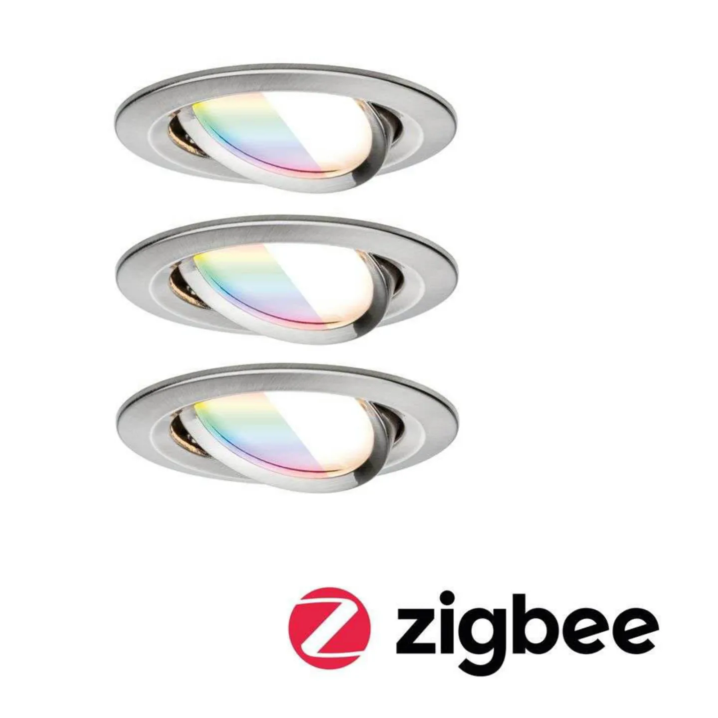 Nova Coin Smart Einbaulampe eisen Ø8,4cm RGBW 3er - Paulmann - Wohnzimmer - Aluminium