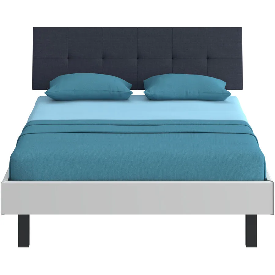 Modular Bett Livorno Weiss, Schwarz MDF, Stoff, Metall 120 x 200 cm