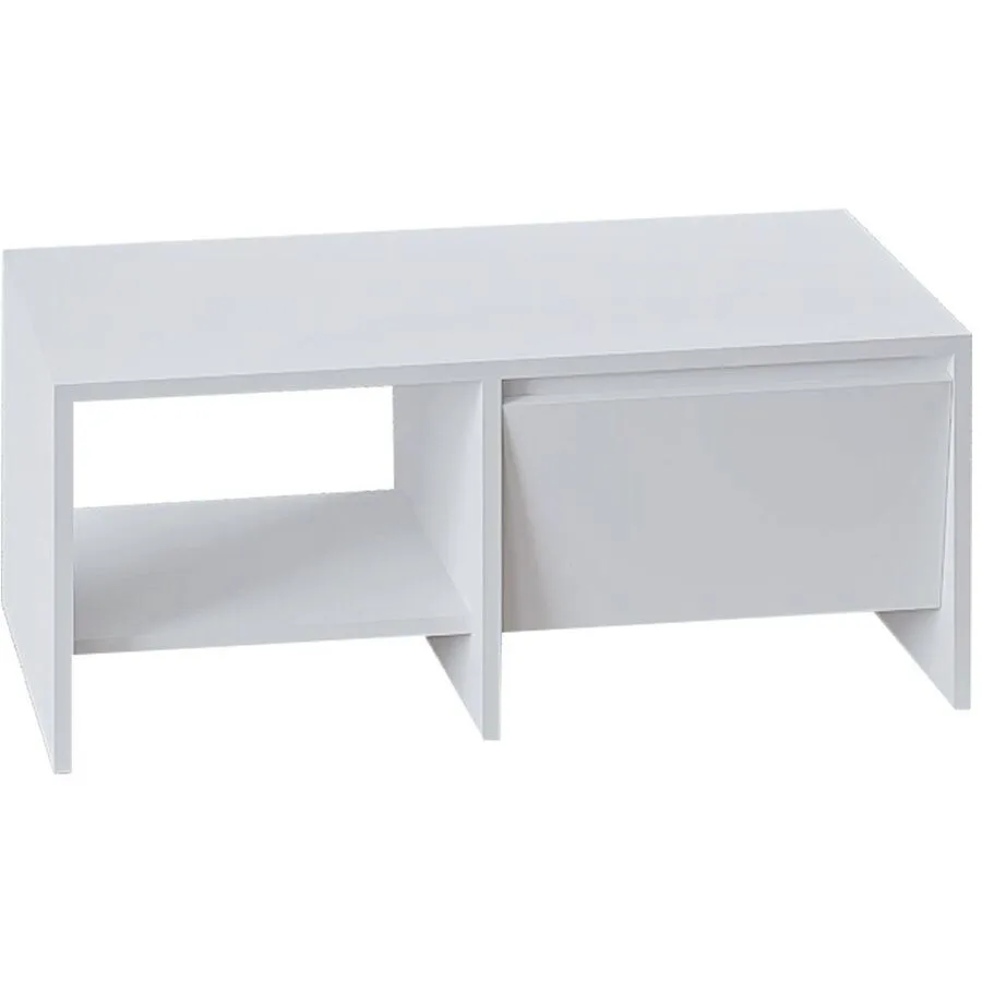 Salontisch Georis Weiß 100% Melaminbeschichtete Kiefer B 90 T 45 cm - Farbe: Weiss
