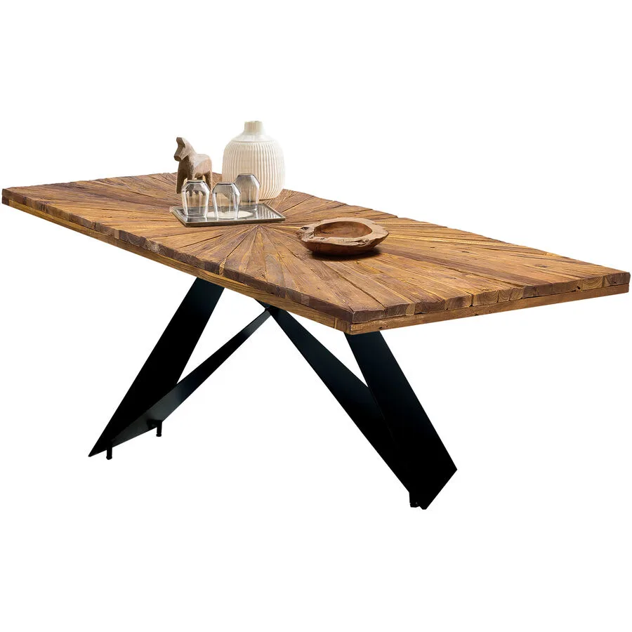 Esstisch Ruoka natur/schwarz Teak Massivholz B 200 T 100 cm
