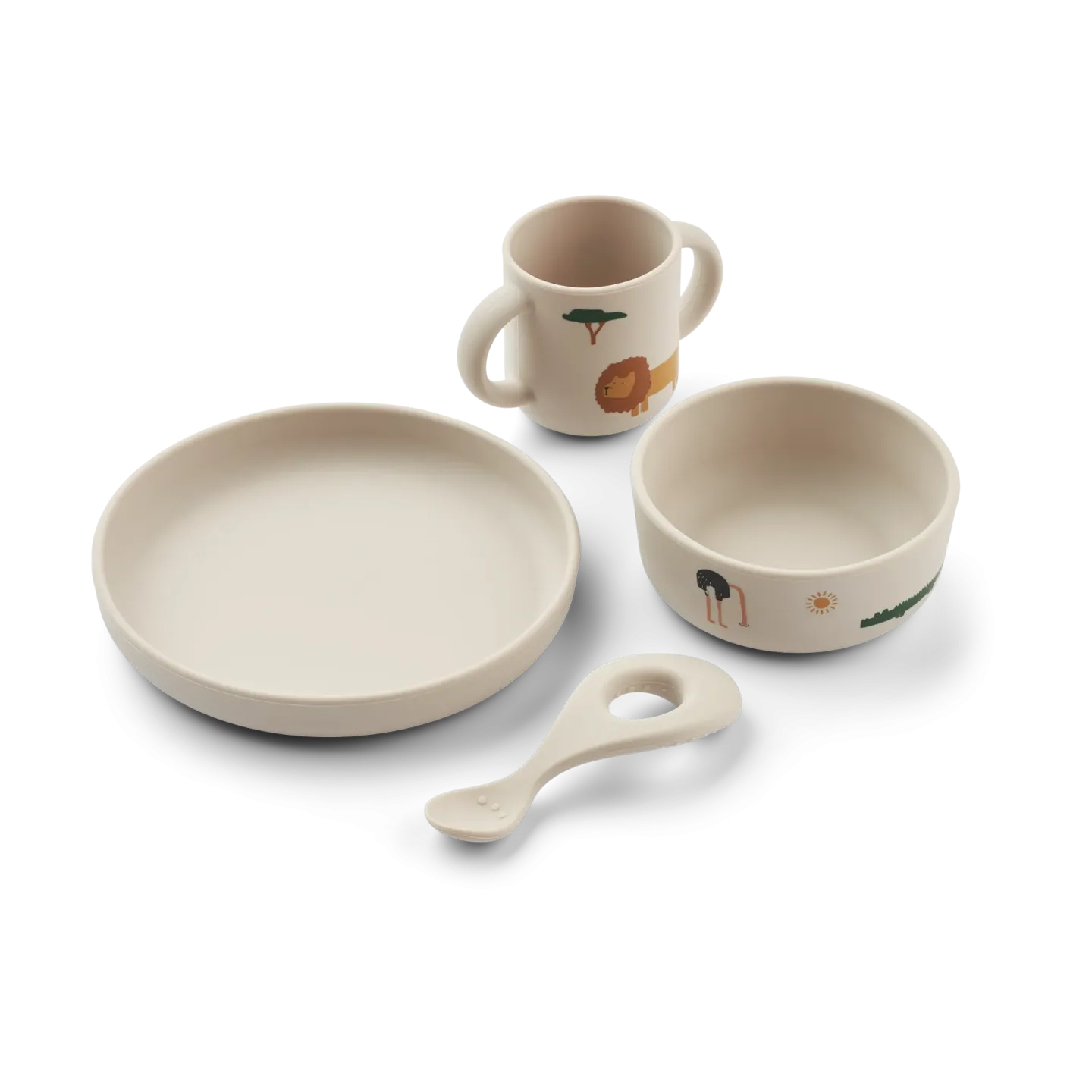Liewood Vivi printed Geschirrset 4-teilig Safari sandy mix