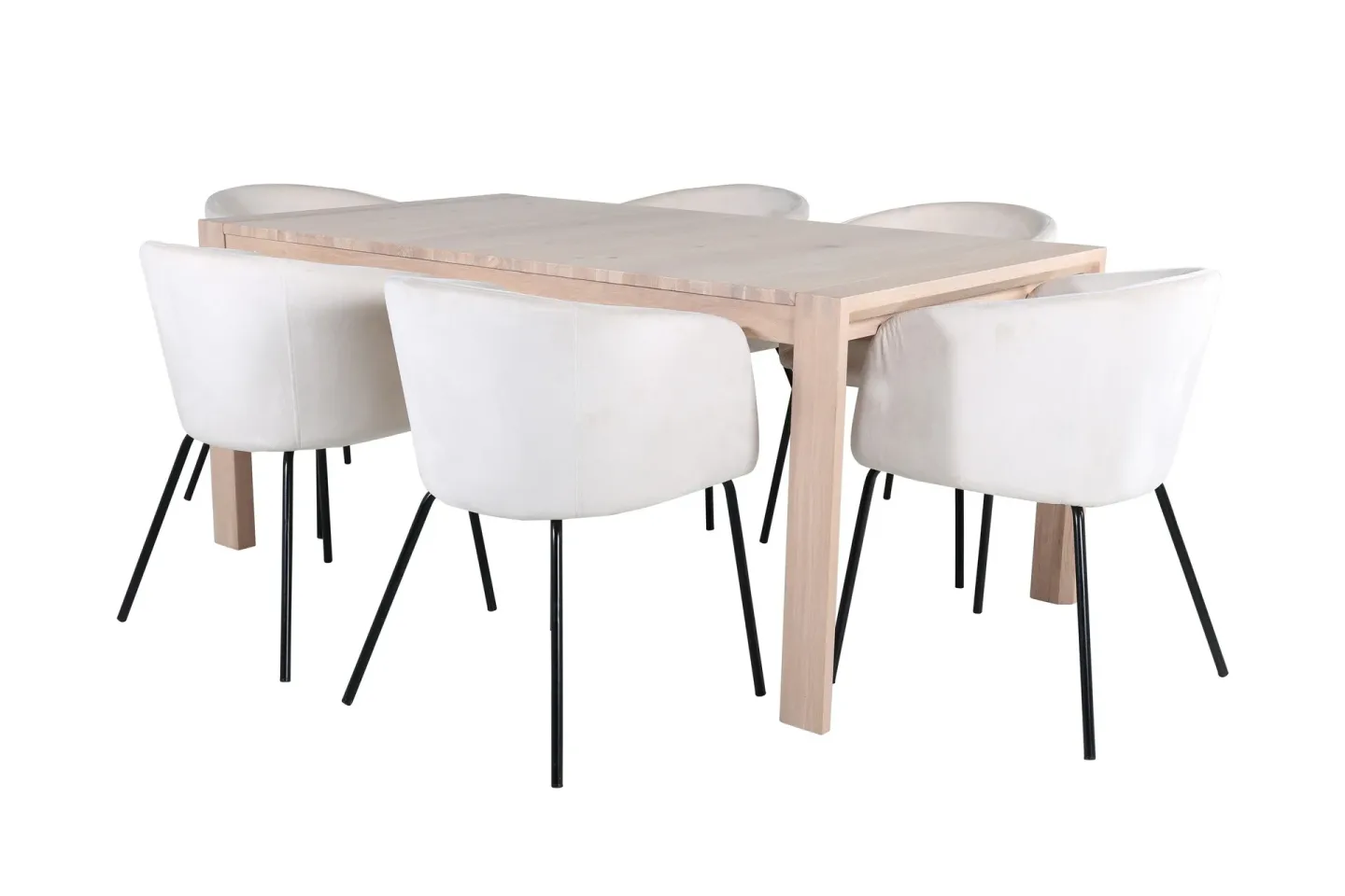 Slider Matgrupp Förlängningsbar 170 cm Rektangulär med 6 Berit stolar - Beige