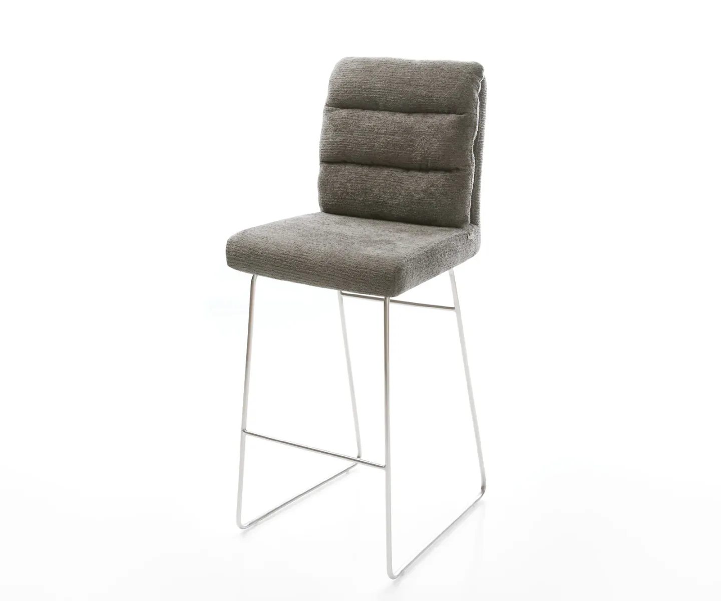 Barstuhl Pela-Flex Bouclé Soft Schlamm Kufengestell Edelstahl Silberfarben