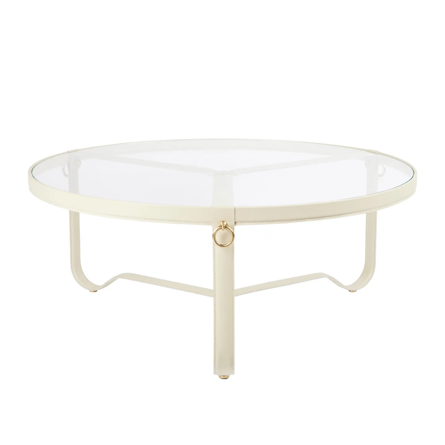 Gubi - Adnet Coffee Table Ø100 Cream Leather - Sidobord - Jacques Adnet