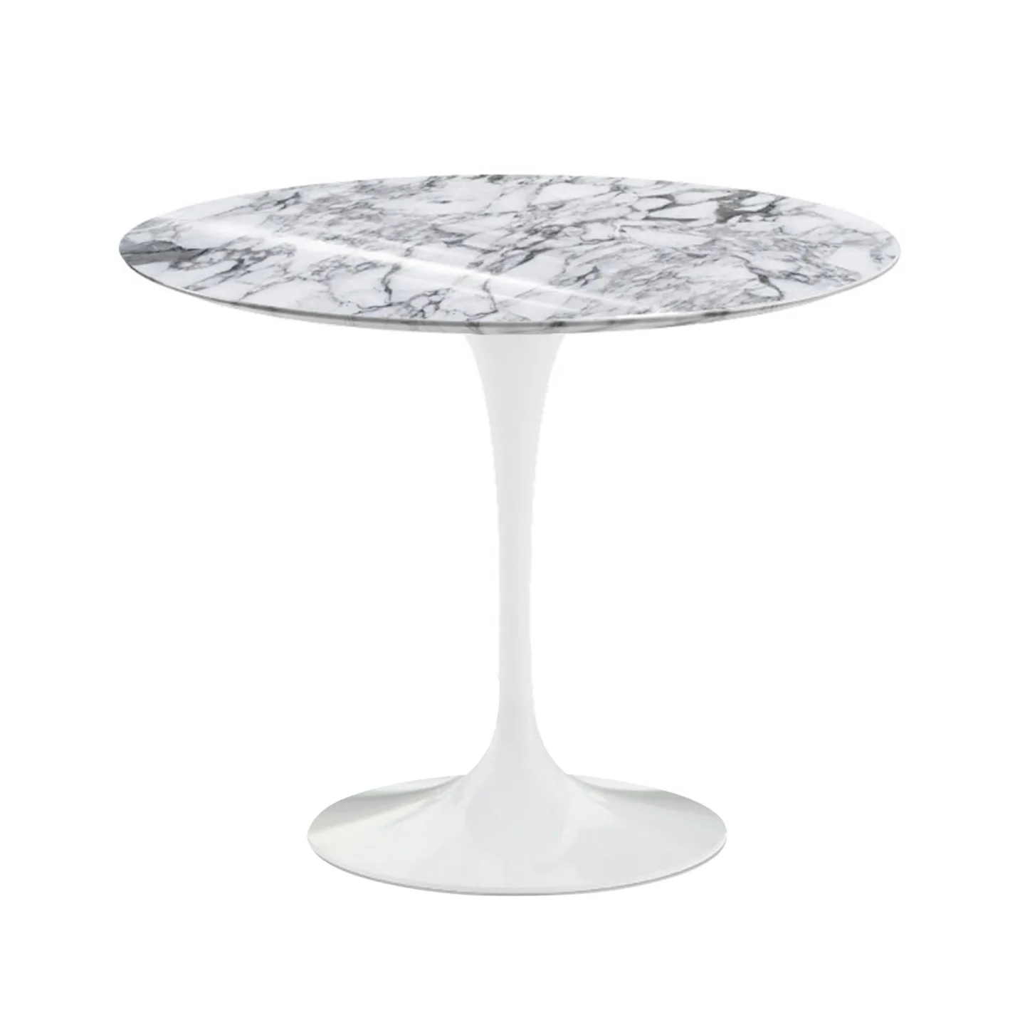 Knoll - Saarinen Round Table - Matbord, Ø 91 cm, Vitt underrede, skiva i matt vit Arabescato marmor - Matbord - Eero Saarinen