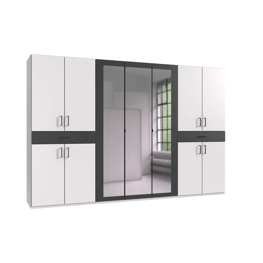 Kleiderschrank Tiby Weiss/graphit Holzwerkstoff B 313 cm