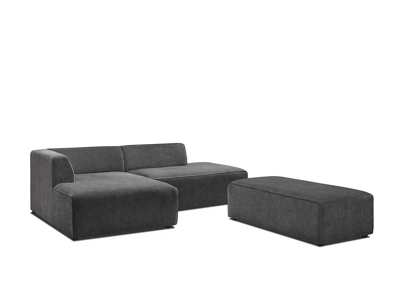 Sofa mit Hocker BOBOCHIC MEGEVE Stoff mit Textur dunkelgrau