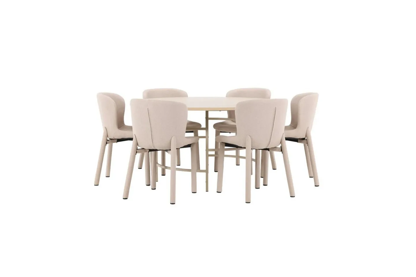 Matgrupp Copenhagen Runt 140 cm med 6st Astoria Stolar Vit / Beige, Beige - Vit / Beige, Beige