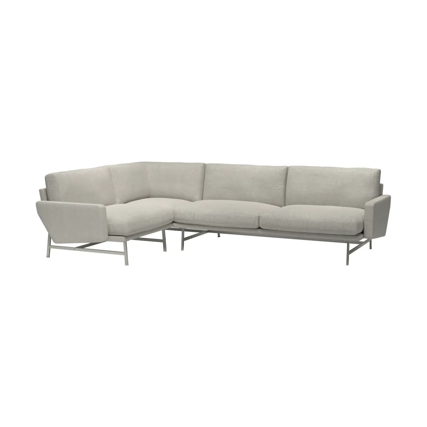 Fritz Hansen Lissoni PL114 L vänsterställd hörnsoffa Clay 012-rostfritt stål