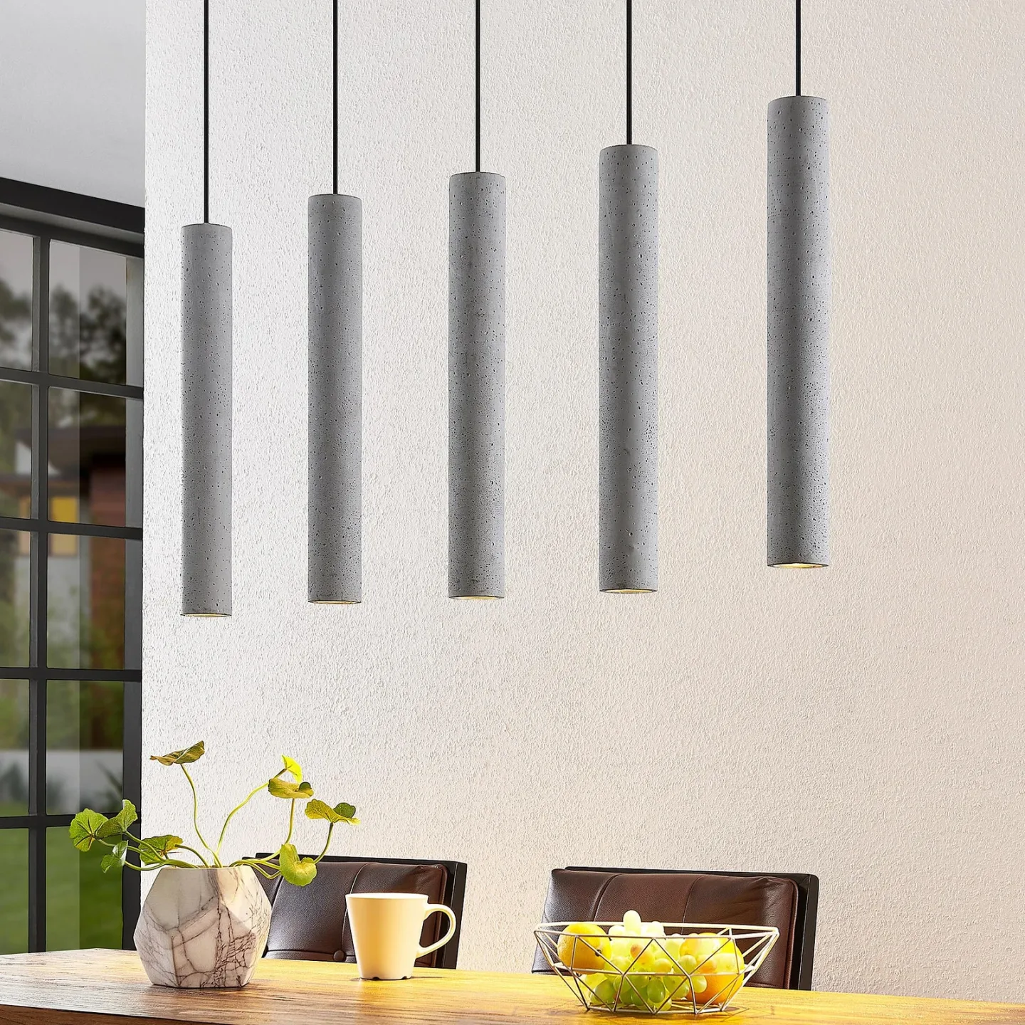 Concretto 5 Pendelleuchte Concrete - Lindby - Wohnzimmer - Modern - Beton - Mehrflammig