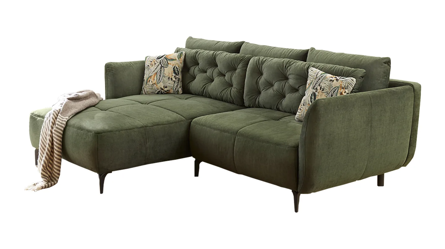 Ecksofa grün Veloursbezug 251 x 186 cm - SALO